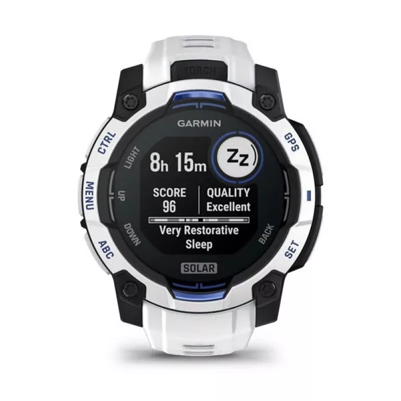 Garmin Instinct 3 Solar Smartwatch, 45 mm, Black/Stone White, Silikonarmband (010-02934-03)