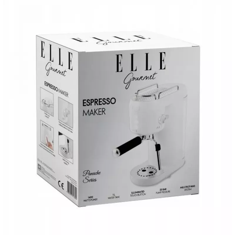 Kaffeemaschine Elle EKCMP801WHEU weiß – kompakte Haushaltskaffeemaschine mit Filter-/Espresso-Optik