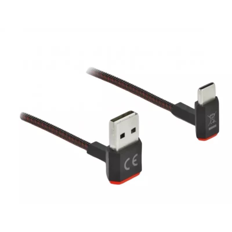 USB-Kabel DeLOCK EASY-USB 2.0 Typ-A-Stecker auf Typ-C-Stecker abgewinkelt 0,5m schwarz