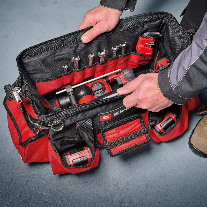 Einhell 4540036 E-Case Bag Systemtasche für Werkzeug, Polyester, 30 kg Tragelast, Schwarz/Rot