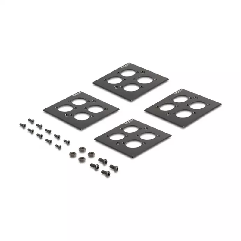 Delock 88195 D-Typ 19" Patchpanel mit 4 Platten 86 x 86 mm, 4 Ports, 2U, Schwarz
