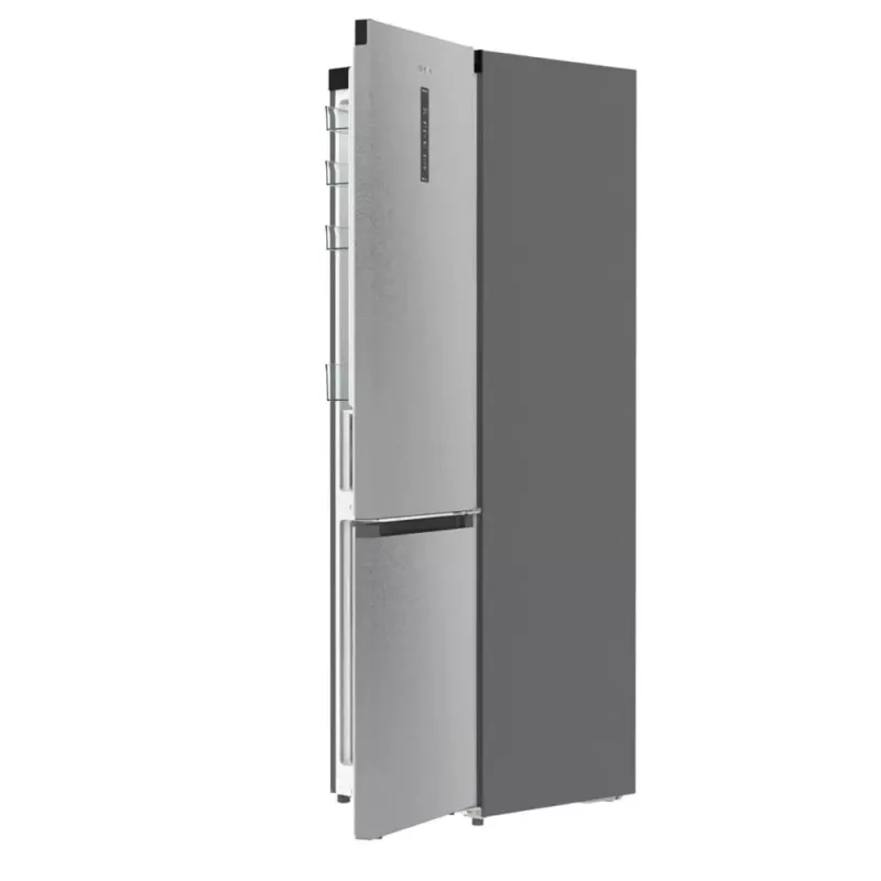 Gorenje NRB620E61X4WFE Kühl-Gefrier-Kombination, freistehend, NoFrost, 413 l (283 l Kühlteil + 130 l Gefrierteil unten), elektronische Anzeige, LED-Beleuchtung, Energieklasse E, Edelstahl
