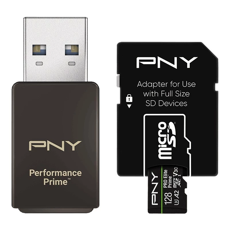 Speicherkarte microSDXC Elite Prime 128GB + SD-Adapter + USB-A-Kartenleser