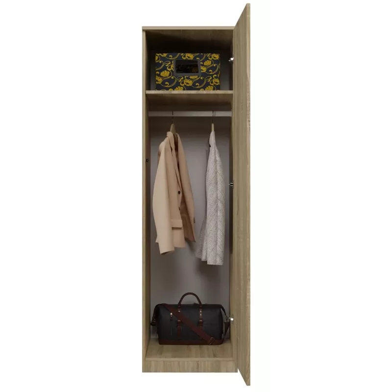 Kleiderschrank Topeshop SD-50 SON KPL 5 Regale 1 Tür Eiche