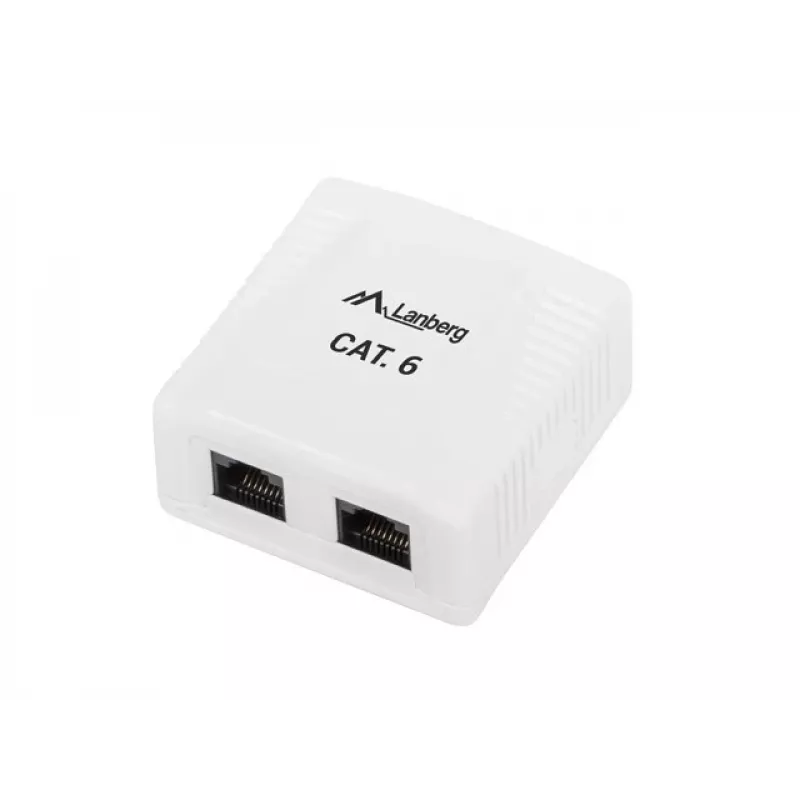 LANBERG Aufputzdose RJ-45 Cat6 OU6-0002-W weiß, 2 Buchsen, 30×54×57 mm