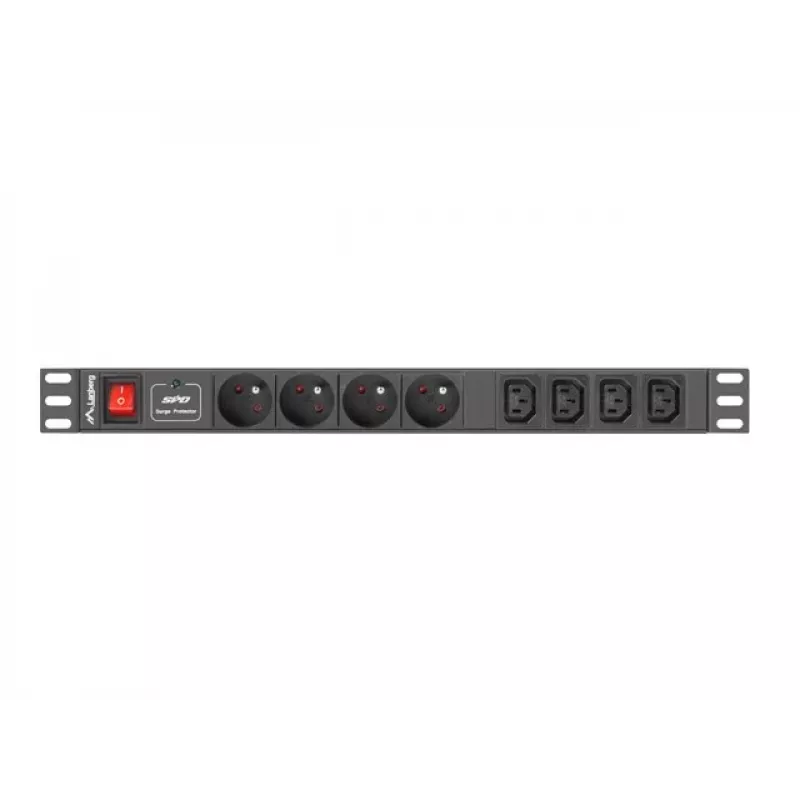 Lanberg PDU-04E04I-0200-IEC-BK 1HE Rack-PDU, 4x Typ E + 4x IEC C13, 10 A, 2 m, Schwarz