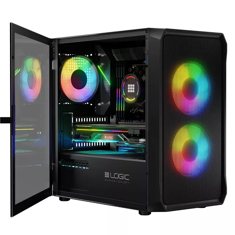 Computer-Gehäuse Logic Concept Portos Mini ARGB Micro ATX Schwarz