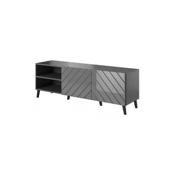 RTV-Schrank ABETO 150x42x52 Graphit/glänzend