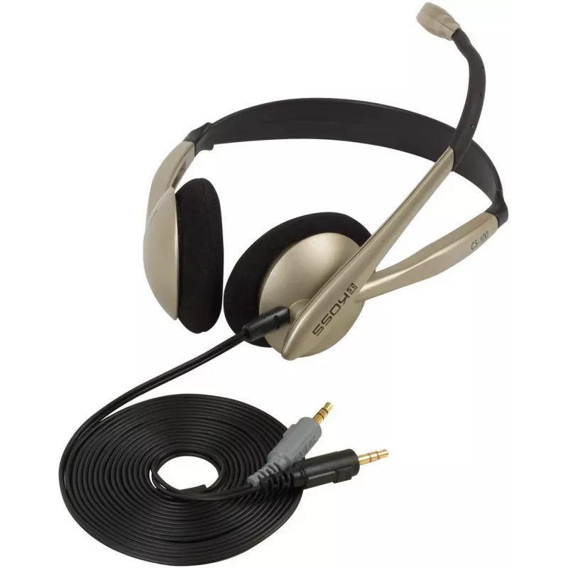 Koss CS100 Kabelgebundene On-Ear-Kopfhörer mit Mikrofon, Schwarz/Gold