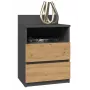 Top E Shop M1 ANTRACYT/ARTISAN Nachttisch, 2 Schubladen, Eiche