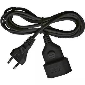 Kunststoff-Verlängerungskabel für Innenräume, 5 Meter (schwarz, Euro-Stecker und Kupplung)