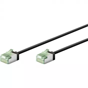 Goobay Ultra-Flexibles CAT 8.1 Patchkabel schlank U/FTP schwarz - extra-kurzer Stecker 99,9% (74354)