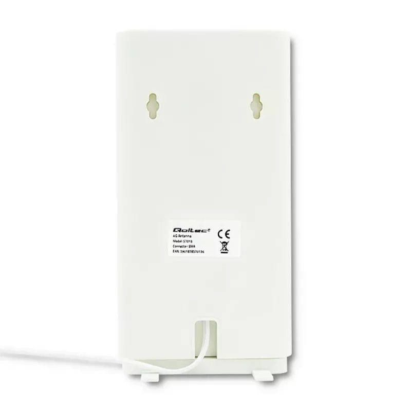Qoltec 57013 Rundstrahl-4G-LTE-Innenantenne, 2x SMA, 0,6-2,7 GHz, 30 dBi, vertikale Polarisation, 50 Ω, weißes ABS