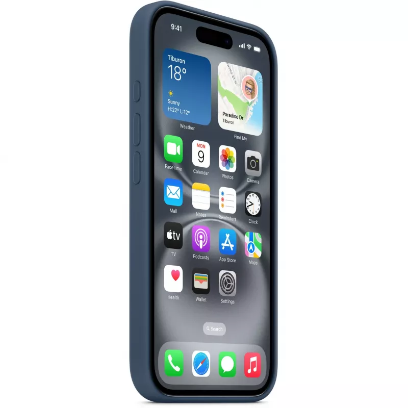 Apple MYY23ZM/A Silikon Case mit MagSafe für iPhone 16, Denimblau