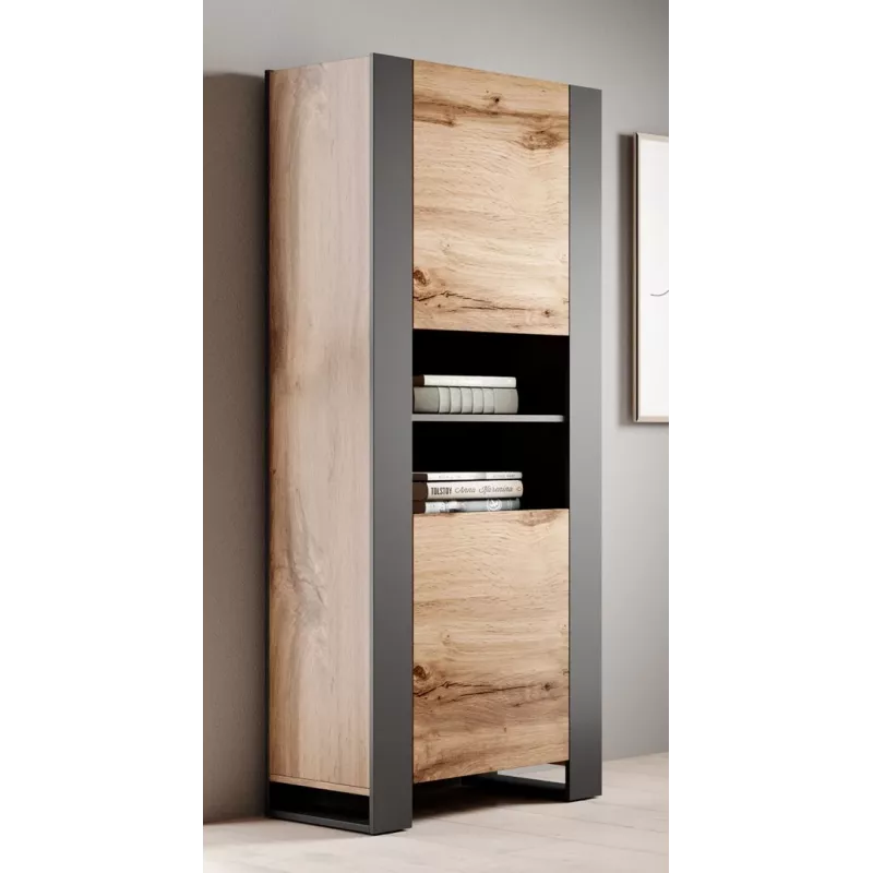WOOD Regal 65x40x170,5 Wotan-Eiche + Anthrazit