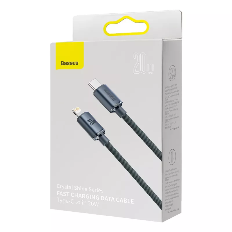 Baseus Crystal Shine CAJY000301 USB-C-auf-Lightning-Kabel, 20 W PD, 2 m, Schwarz