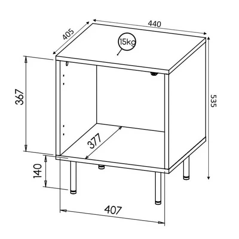 Cama Meble HOLE Nachttisch, 2er-Set, 44×40,5×53,5 cm, matt weiß