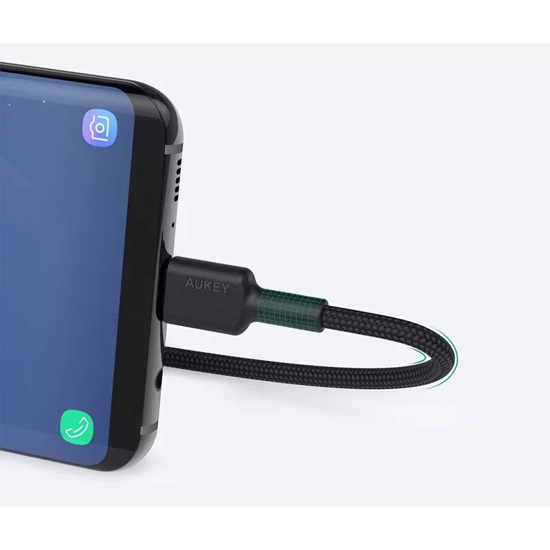 AUKEY CB-CD30 USB-A-auf-USB-C-Kabel 0,9 m, Nylongeflecht, 60W PD, 3A, schwarz