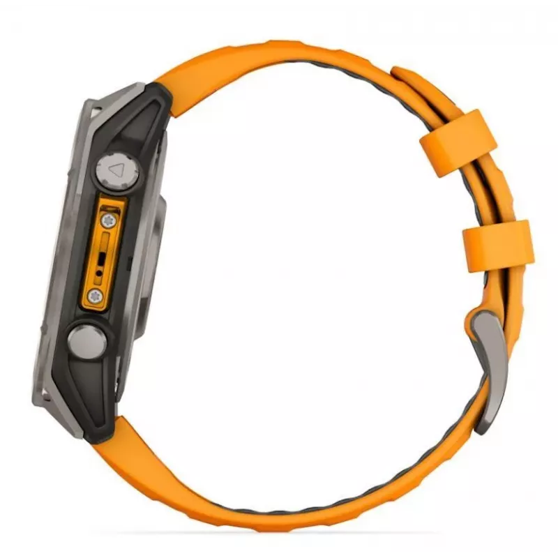 Garmin fenix 8 AMOLED Sapphire 51 mm GPS-Smartwatch, 3,56 cm (1,4") 454 x 454 Touchscreen, WLAN, Spark Orange/Graphite Silikonarmband, Titan