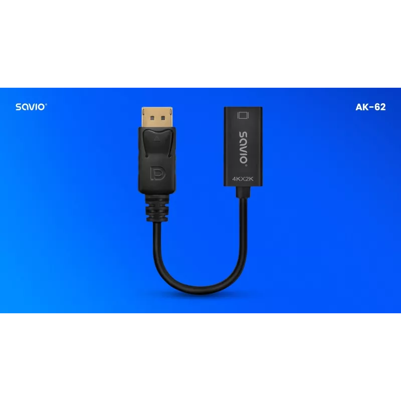 Adapter Savio DisplayPort (M) v1.2 - HDMI A (F) v1.4, 4K, AK-62
