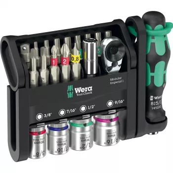 Wera Tool-Check Modular Imperial Mini-Ratsche, Steckschlüssel- und Bitsatz, 21-teilig (05049001001)