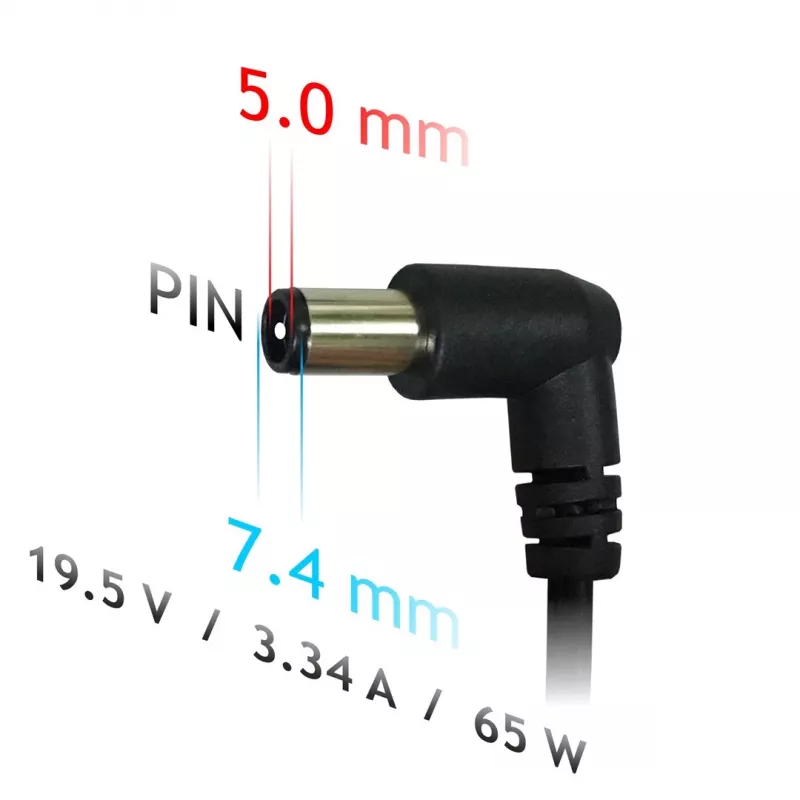 Akyga AK-ND-05 Notebook-Netzteil 19,5 V / 3,34 A, 65 W, 7,4 x 5,0 mm Stecker mit Pin, für Dell