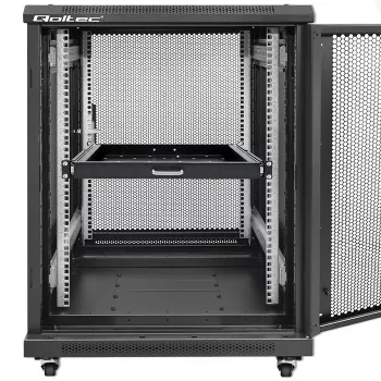 Qoltec 54509 Schiebeboden aus Stahl für Rack, 600x600, Schwarz