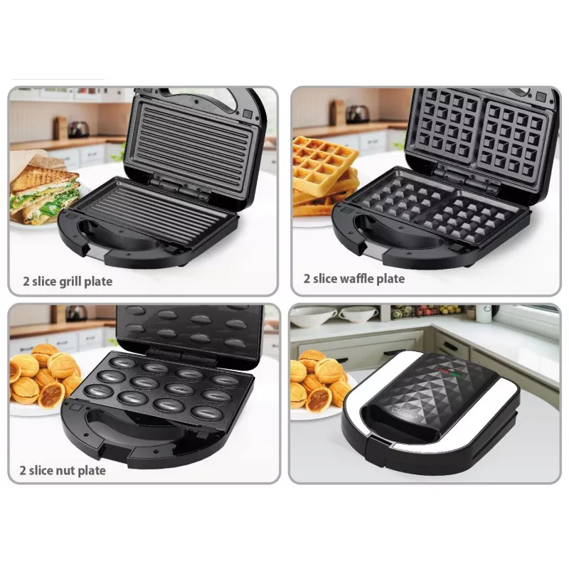 Toaster Sandwich Maker Maestro MR-709 3in1 750W – Sandwichpresse, Grill- & Waffelplatten, weiß