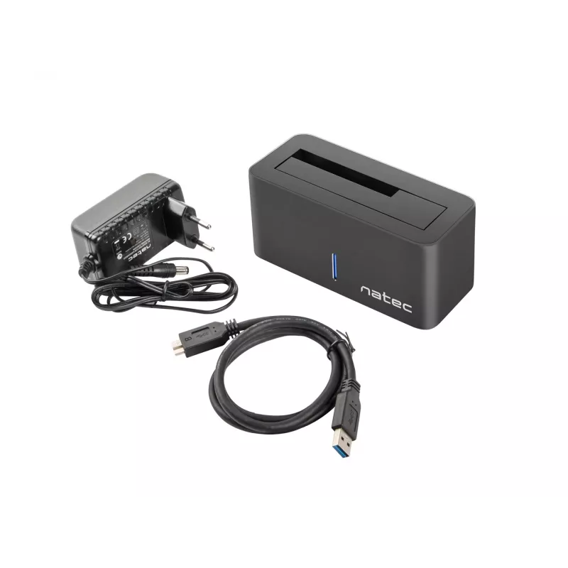 Natec Kangaroo NSD-0954 HDD-Dockingstation für 2,5/3,5-Zoll-SATA, USB 3.2 Gen 1, Schwarz