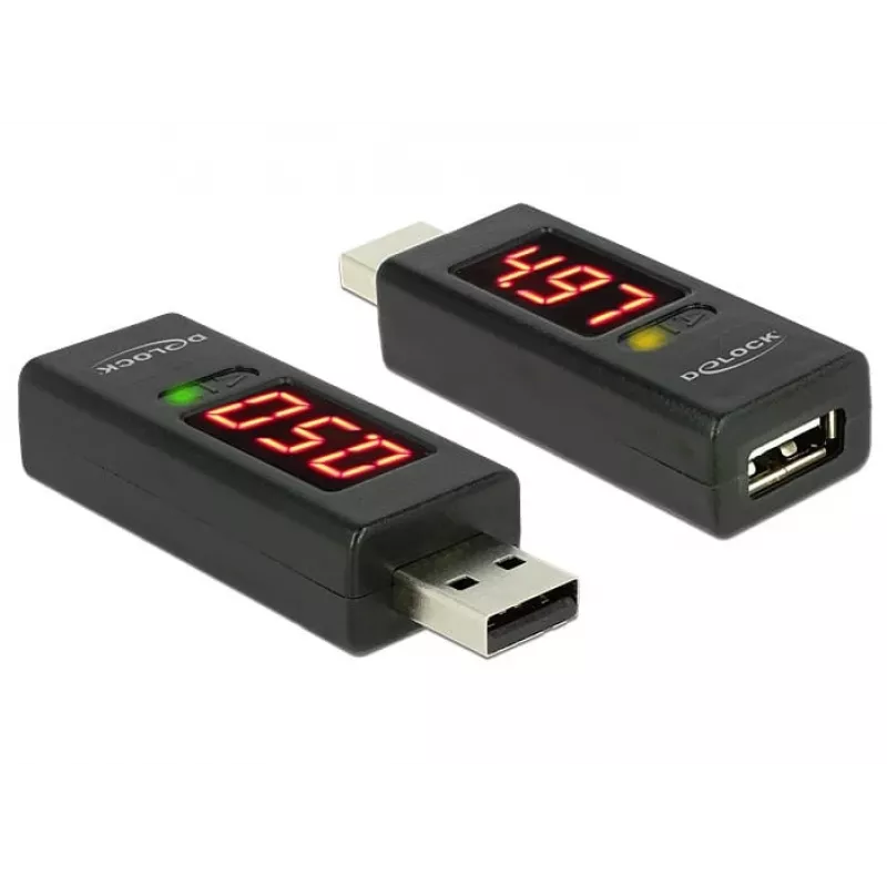 DeLOCK 65569 USB 2.0 Spannungs- und Stromtester Adapter, Schwarz