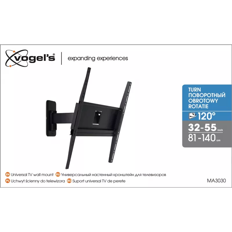 Vogels | Wandhalterung | MA3030-A1 | Vollbeweglich | 32-65 | Max. Tragfähigkeit 25 kg | Schwarz
