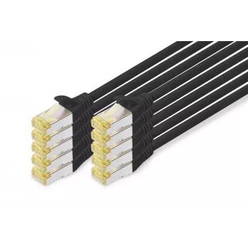 DIGITUS CAT 6A S/FTP Patchkabel DK-1644-A-0025-BL-10, 0,25 m, Schwarz, 10 Stück