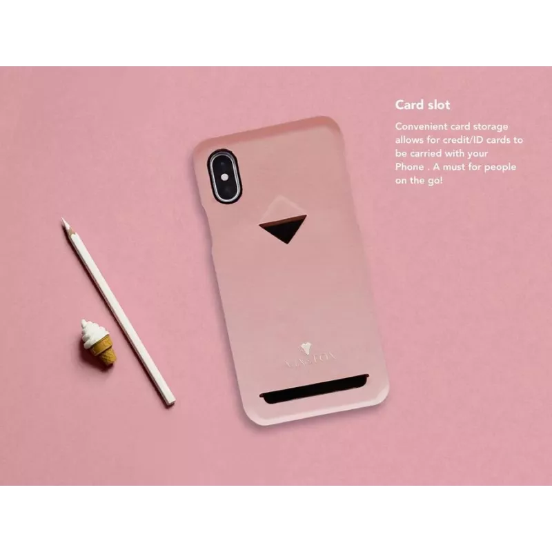 Card Slot Back Shell VixFox für iPhone X/XS — Pinke Schutzhülle mit Kartenfach
