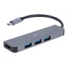USB-C Laptop-Dock GEMBIRD A-CM-COMBO2-01 — USB 3.2 Gen 1 Type-C, 3× USB-A, 1× HDMI, grau