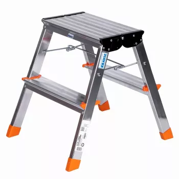 Klapptrittleiter Krause Treppy Silber 130020 — Aluminium, 2 Stufen, 150 kg Tragfähigkeit, zusammengeklappt 55×20 cm, Gewicht 2 kg