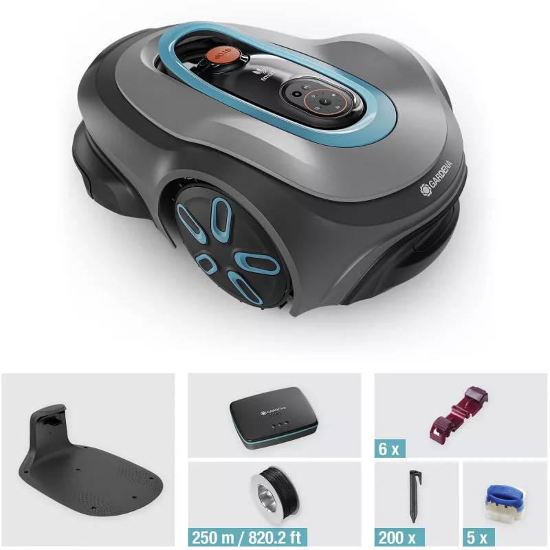Mähroboter GARDENA smart SILENO max — 1500 m², 16 cm Schnittbreite, Akku, LONA-Navigation, grau