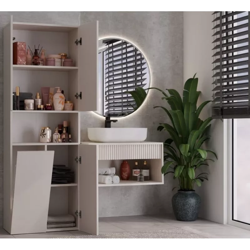 Badezimmerschrank Nel DK 1K Korb Kaschmirfarbe