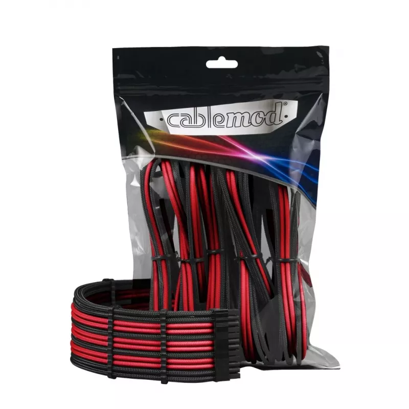 CableMod PRO ModMesh CM-PCAB-BKIT-NKKR-3PK-R Verlängerungskabel-Set, Schwarz/Rot