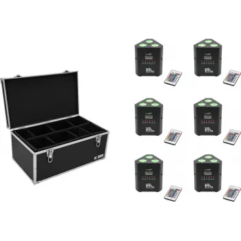EUROLITE AKKU TL-3 TCL QuickDMX 6x LED-Akku-Uplight-Set mit Transportkoffer TDV-1