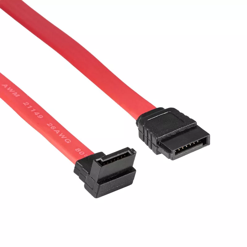 Akyga AK-CA-51 SATA-III-Kabel 6 Gb/s, gerade auf 90° gewinkelt, 0,5 m, Rot