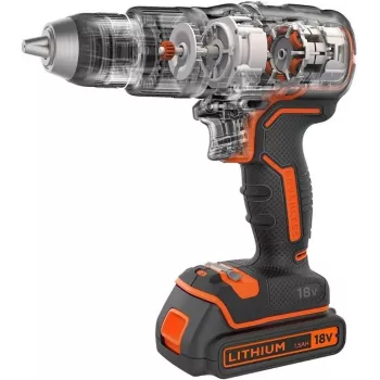 Pistolengriff-Bohrmaschine Black & Decker BCD383D2XK-QW 18 V, 2 Ah x2, 13 mm Bohrfutter, orange