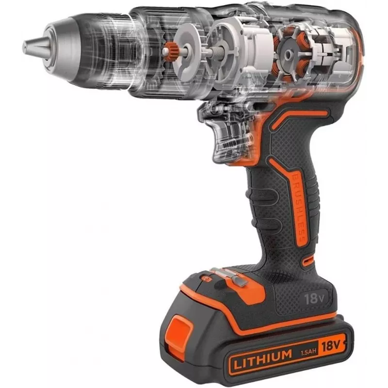 Pistolengriff-Bohrmaschine Black & Decker BCD383D2XK-QW 18 V, 2 Ah x2, 13 mm Bohrfutter, orange