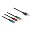 DeLOCK 90156 USB-Ladekabel 3-in-1, Type-A auf Lightning / Micro USB / USB Type-C, 2 m, Mehrfarbig