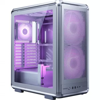 Cooler Master MasterFrame 500 Mesh ARGB Midi-Tower PC-Gehäuse, Silber, gehärtetes Glas