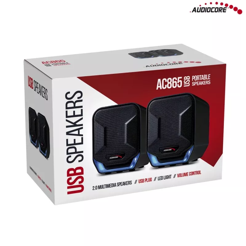 Audiocore AC865B 2.0 USB-Computers Lautsprecher, 6 W, Schwarz/Blau