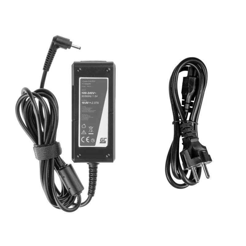 Green Cell PRO AD61P Notebook-Netzteil für Asus ZenBook, für den Innenbereich, 45 W, 19 V 2,37 A, 3,0-1,1-mm-Stecker, schwarz