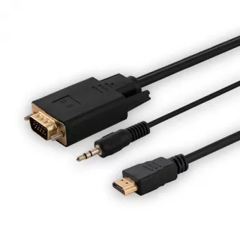SAVIO HDMI-zu-VGA-Kabel CL-198, HDMI-Stecker auf VGA-Stecker mit Audio, 1,8 m Länge