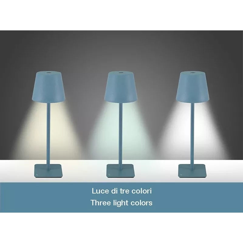 Beper P207ILI200 Wiederaufladbare LED-Tischleuchte, Touch-Schalter, dimmbar, Schieferblau