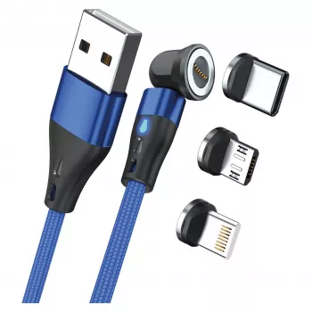 USB-Kabel RealPower MagneticCharge3 2m USB A Blau