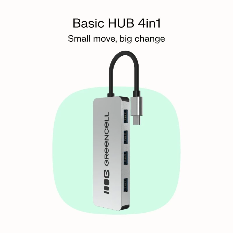 USB-Hub Green Cell HUB-GC-C4A — 4-Port USB-C 3.0 Hub